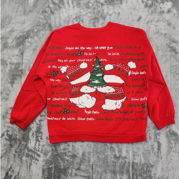 Vintage Nutcracker Sweatshirt Womens M Red Dual-Sided Teddy Bear Christmas Party - Picture 4 of 12